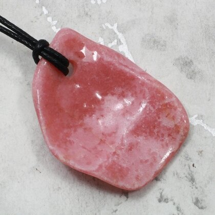 Rhodochrosite Pendant & Wax Cotton Cord ~43x33mm
