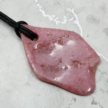 Rhodochrosite Pendant & Wax Cotton Cord ~48x29mm