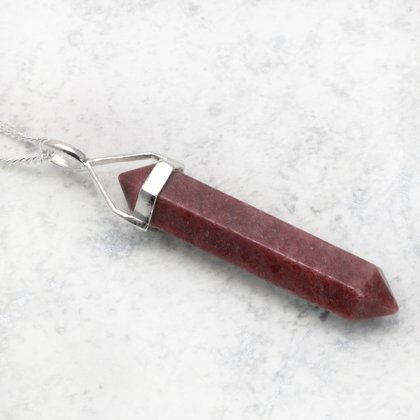 Rhodonite & Silver Double Terminating Point Pendant ~37mm