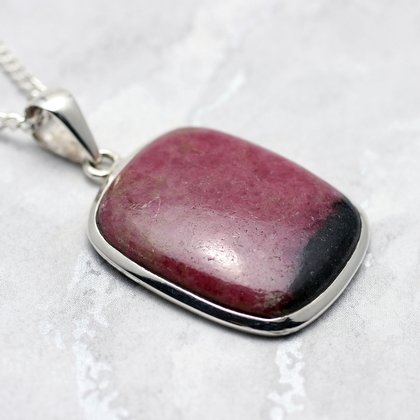 Rhodonite & Silver Pendant  ~31mm