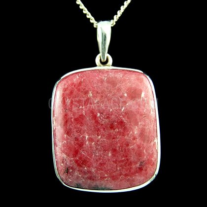 Rhodonite & Silver Pendant - Square (28mm)