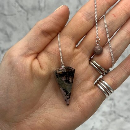 Rhodonite Crystal Pendulum