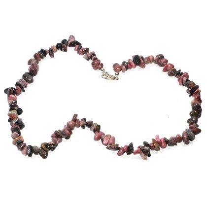 Rhodonite Gemstone Chip Necklace with Clasp