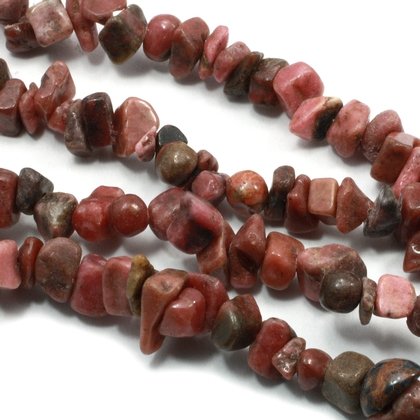 Rhodonite Gemstone Chip Necklace ~ 35"