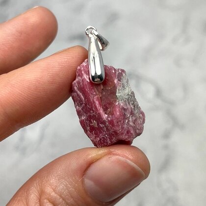 Rhodonite Healing Crystal 925 Silver Pendant ~26mm