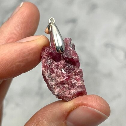 Rhodonite Healing Crystal 925 Silver Pendant ~27mm
