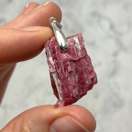 Rhodonite Healing Crystal 925 Silver Pendant ~29mm