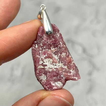 Rhodonite Healing Crystal 925 Silver Pendant ~32mm