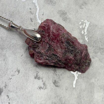 Rhodonite Healing Crystal 925 Silver Pendant ~32mm