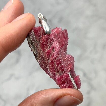 Rhodonite Healing Crystal 925 Silver Pendant ~46mm
