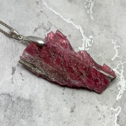 Rhodonite Healing Crystal 925 Silver Pendant ~46mm