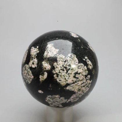 Rhodonite Snowflake Crystal Sphere  ~52mm
