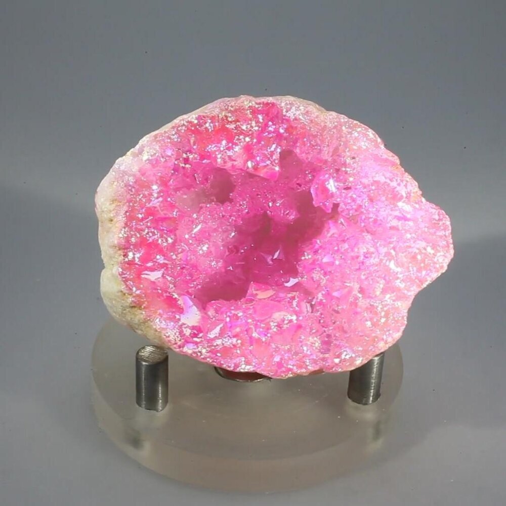 Rose Aura Quartz Geode ~50x40mm