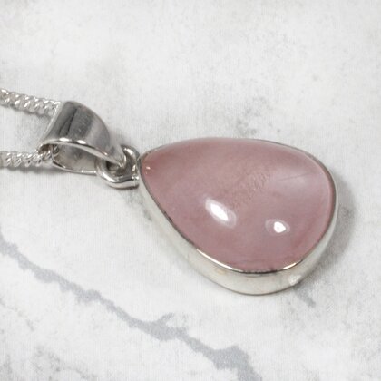 Rose Quartz 925 Silver Pendant ~19mm