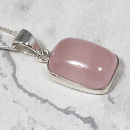 Rose Quartz 925 Silver Pendant ~20mm