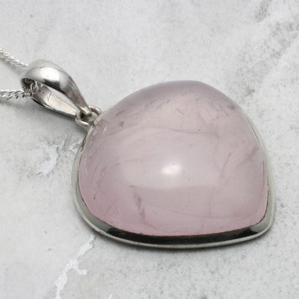 Rose Quartz & Silver Pendant ~27mm