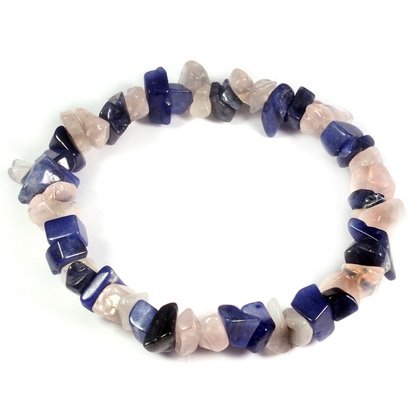 Rose Quartz & Sodalite Gem Chip Bracelet