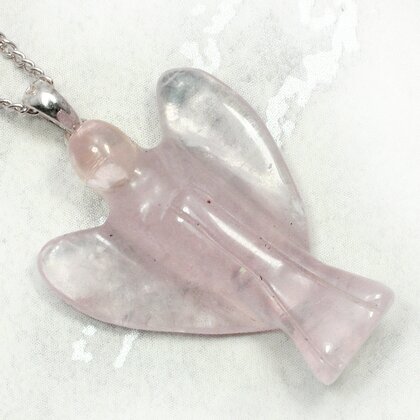 Rose Quartz Angel 925 Silver Pendant - 30mm