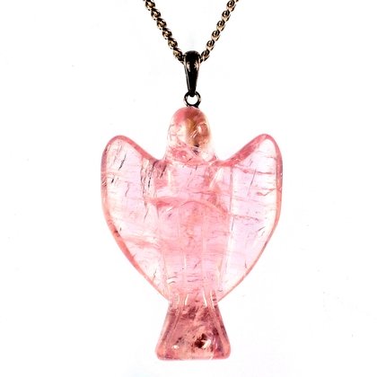 Rose Quartz Angel Pendant - 40mm