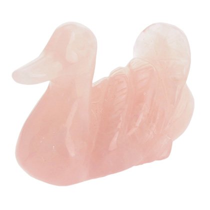 Rose Quartz Carved Crystal Duck (Small)