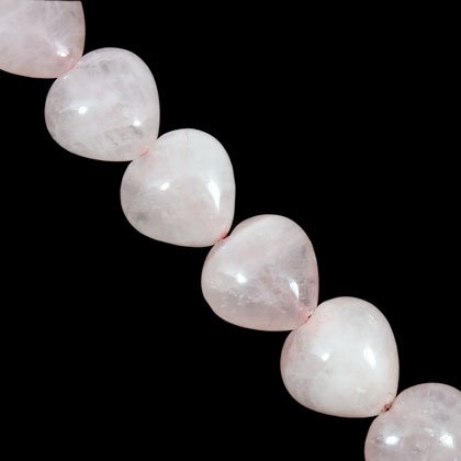 Rose Quartz Crystal Beads - 25mm Puff Heart