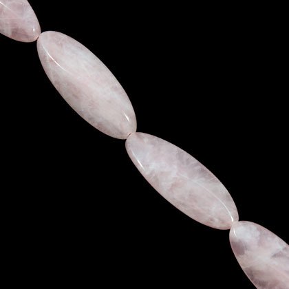 Rose Quartz Crystal Beads - 40mm Long Oval