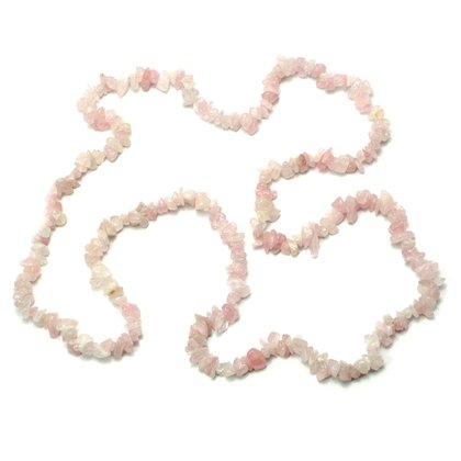 Rose Quartz Gemstone Chip Necklace ~ 35"