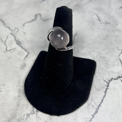Rose Quartz Round 925 Sterling Silver Ring~7.75 US / P 1/2 UK