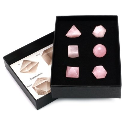 Rose Quartz Six Piece Platonic Solids Crystal Set