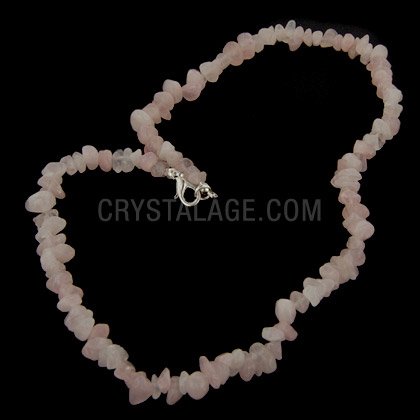 Rose Quartz Gemstone Chip Necklace with Clasp