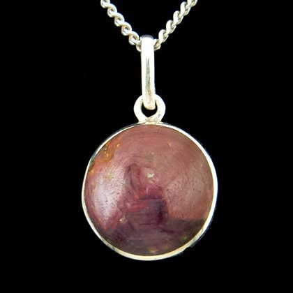 Ruby & Silver Pendant - Round 18mm