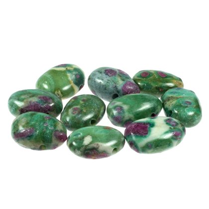 Ruby Fuchsite Drilled Tumble Stone