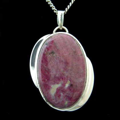 Ruby Zoisite & Silver Pendant - Designer Oval 35mm