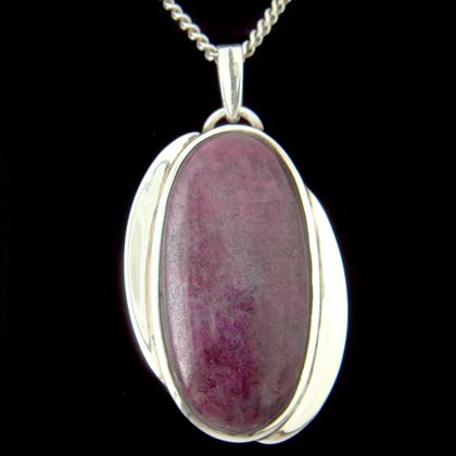 Ruby Zoisite & Silver Pendant - Designer Oval 38mm