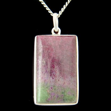 Ruby Zoisite & Silver Pendant - Rectangle 30mm