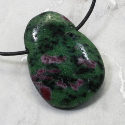 Ruby Zoisite Pendant & Wax Cotton Cord ~38mm