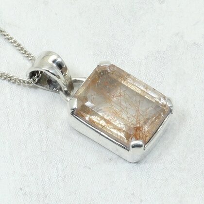 Rutilated Quartz 925 Silver Pendant ~20mm