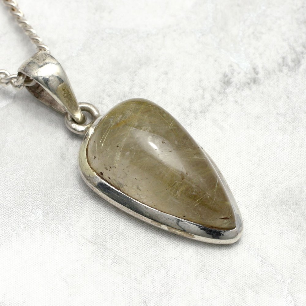 Quartz Crystal Jewellery | Rutilated Quartz & Silver Teardrop Pendant ...