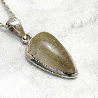 Rutilated Quartz & Silver Teardrop Pendant ~ 20mm