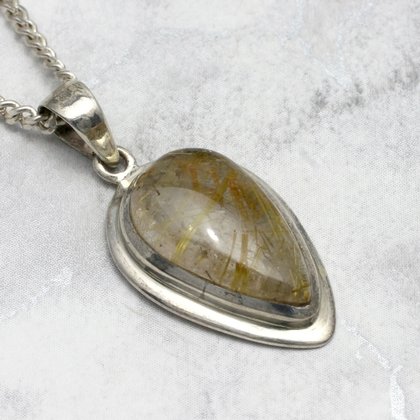 Rutilated Quartz & Silver Teardrop Pendant ~ 20mm