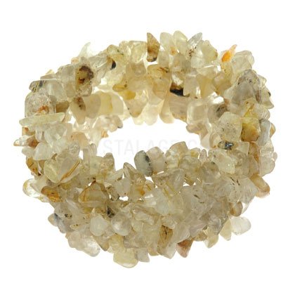 Rutilated Quartz Gemstone Chip Cuff Bracelet