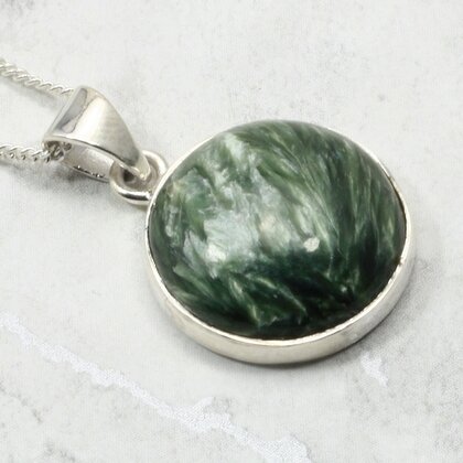 Seraphinite 925 Silver Pendant ~18mm