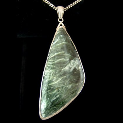 Seraphinite & Silver Pendant - Freeform 65mm