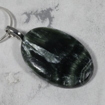 Seraphinite Gemstone Pendant ~33mm
