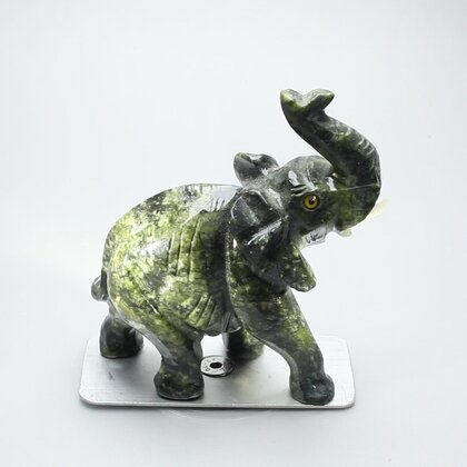 Serpentine Crystal Elephant ~85x80mm