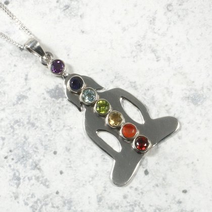 Seven Chakra Buddha Sterling Silver Pendant