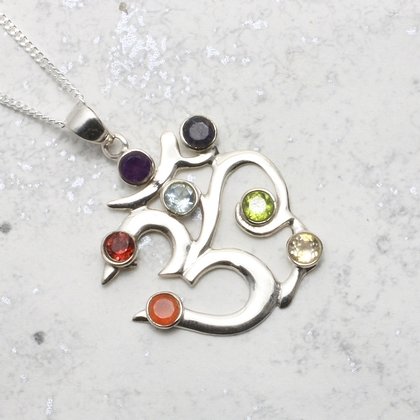 Seven Chakra Om Sterling Silver Pendant