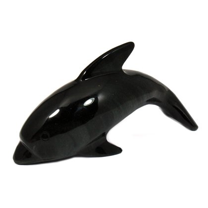 Sheen Obsidian Carved Crystal Dolphin