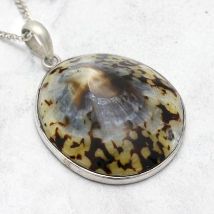 Shell & Silver Pendant - Faded Pattern (32mm)