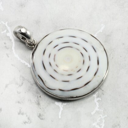Shiva Shell & Sterling Silver Pendant ~35-40mm